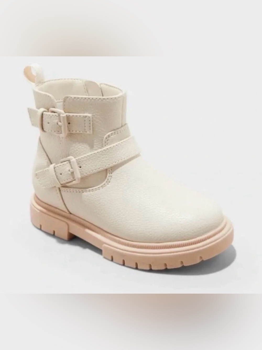 Cat & Jack Kids Cream Buckle Ankle Boots Size 5